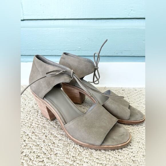 Eileen fisher ann ankle tie shoes suede nubuck moon grey size 9 - Picture 2 of 9